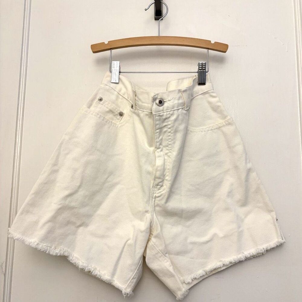 90's Vintage White Denim Cut Off Shorts